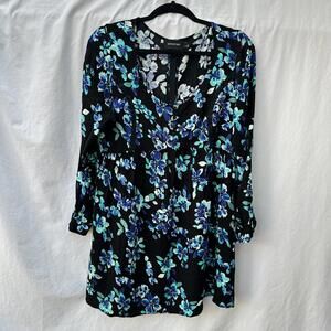 Minkpink Black Floral Long Sleeve Dress Size Large